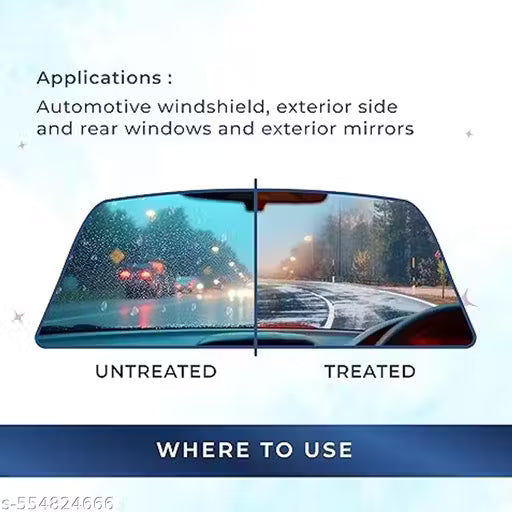 Premium Car Windshield Glass & Mirror Rain Repellent 100ML (Pack of 2) + Free Sponge