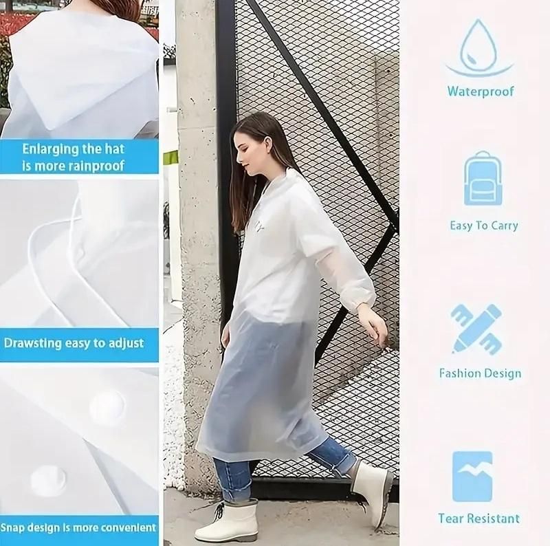 Premium Unisex Hooded Button Raincoat/Waterproof Overcoat - Reusable for Adults