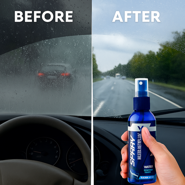 Premium Car Windshield Glass & Mirror Rain Repellent 100ML (Pack of 2) + Free Sponge
