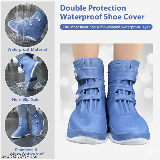 Premium Washable Waterproof Shoe Cover for rains with Antislip Soles (UK Size 7-9.5)