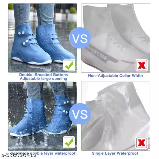 Premium Washable Waterproof Shoe Cover for rains with Antislip Soles (UK Size 7-9.5)